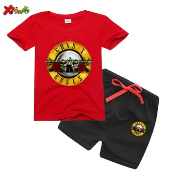 Vaikai Velniop Rock Band Gun N Rose Dizaino marškinėliai 2020 m., Berniukų, Mergaičių Didžiosios Atsitiktinis Merginos Rinkiniai Trumpas Rankovės Vaikams Drabužius T-Shirt Rinkiniai