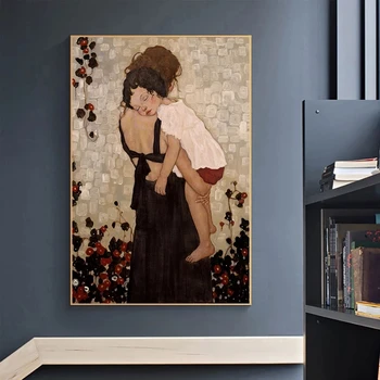 Motina Turėti Vaikų Gustavo Klimto Paveikslai, Plakatai Abstrakčių Paveikslų Spaudinių Sienos Meno Cuadros už Kambarį Dekoro Neįrėminti