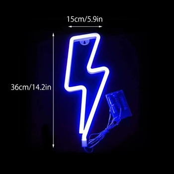 Kūrybos LED Neonas Pasirašyti Šviesos Lightning Bolt Neoninis Ženklas Sienų apšvietimo Baterija Ir USB Valdomas Neoninės Šviesos, Namų Grupė Kalėdų