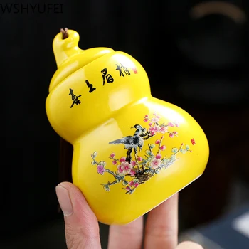 WSHYUFEI Kinų Keramikos moliūgas Arbatos Caddy Nešiojamų Sandarų Indelį kelionės Arbatos Caddy Saugojimo Prieskonių Arbatos Dėžutės Saldainių talpykla