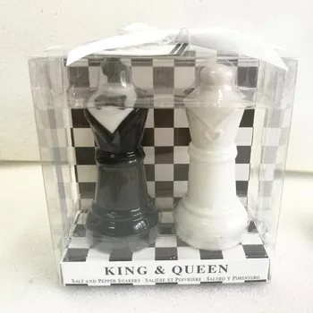 50sets/daug vestuvių suvenyrai grįžti dovanos svečių Keramikos Karalius ir Karalienė Nuotaka ir Jaunikis Šachmatų Druska ir Pipirai Purtyklė