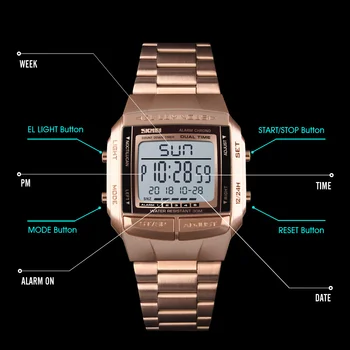 Prekės SKMEI Žiūrėti Mados Vyrų Prabangus Laikrodis Chronometras Skaičiuoti Skaitmeninis Apyrankė Vyrams iš Nerūdijančio Plieno, Mens Watches