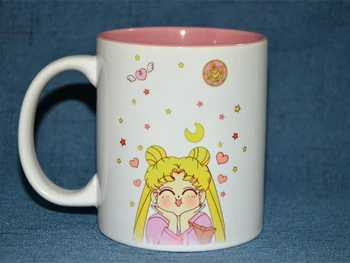 Sailor moon rožinė mielas žvaigždės ir mėnulis mielas puodelis puodelis