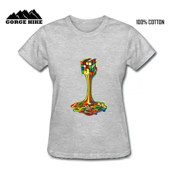 Moterys T Shirts Vaivorykštė Abstrakcijos Tirpinto Rubix Kubo marškinėlius Vasaros Marškinėlius Nuolaida Drabužių vatos Pagaliukai Spalvinga Tees Naujiena