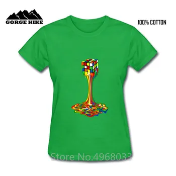 Moterys T Shirts Vaivorykštė Abstrakcijos Tirpinto Rubix Kubo marškinėlius Vasaros Marškinėlius Nuolaida Drabužių vatos Pagaliukai Spalvinga Tees Naujiena