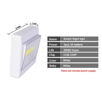 LED kabinetas šviesos jungiklio tipas naktį šviesos avarinės šviesos AAA baterijos tiekimo naudojama virtuvė, miegamasis, tualetas avarinis kanalas