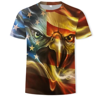 American Eagle Spausdinti 3D T-shirt Vyrams JAV Vėliava Trumpas Rankovės Hip-Hop Juokingas Plaukioja Erelis marškinėliai Berniukams Tee Marškinėliai Homme Nemokamas Pristatymas