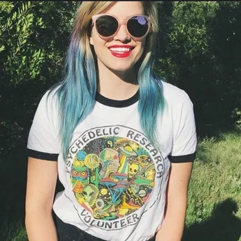 Hillbilly 2018 trumpomis Rankovėmis Moterims Marškinėlius Psichodelinio mokslinių Tyrimų Savanorių Spausdinti Vintage Marškinėliai Harajuku Vasaros Top marškinėliai Moterims