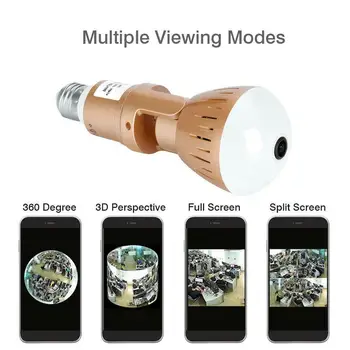 EVKVO IP Kamera, Lempa Lempos lemputė Belaidžio 2MP HD 360 Laipsnių Panoramines Šviesos Namuose Cctv Apsaugos Vaizdo Stebėjimo Kameros Wifi