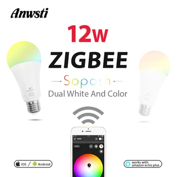 GLEDOPTO RGBCCT Zigbee LED Lemputės 12W 220V 230V 110V AC E26 E27 Zigbee Smart Šviesos Lempos šviesos srautą galima reguliuoti Darbo su 