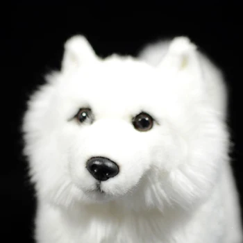 23cm Tikroviška Samoyed Pliušiniai Žaislai Realiame Gyvenime Stovi Baltas Šuo Šuniukas iškamša Žaislas Kalėdų Dovanos Vaikams
