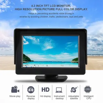 4.3 Colių TFT LCD Ekranas Automobilio galinio vaizdo Spalvotas Ekranas 2-kanalų Vaizdo Įvestis Vaizdo Atbulinės eigos Automobilių VCD/DVD/GPS/vaizdo Kamera