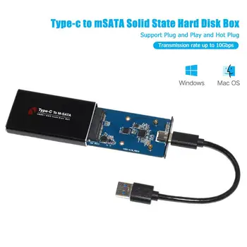 USB3.1 Tipas C iki MSATA su USB 3.0 SSD Talpyklos MSATA SSD Atveju Standžiojo Disko Dėžutė Talpyklos 10Gbps Išorės Mobiliojo Atveju Kabelis