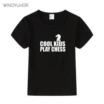 Cool Kids Žaisti Šachmatais Laišką, Print T-shirt Vaiko 2019 M. Vasaros Atsitiktinis Trumpas Rankovės Marškinėliai Kūdikių Berniukų, Mergaičių Viršūnes Prekės ženklo Drabužių