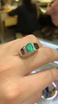 Aukštos Kokybės, Natūralus ir Realus smaragdas žiedas Nemokamas pristatymas 925 sterling silve Bauda papuošalai, Vyras Ar Moteris