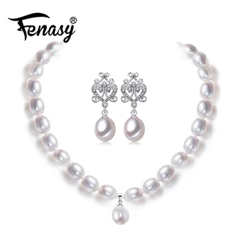 FENASY dalyvavimas perlų papuošalai originali natūralių gėlavandenių perlų vėrinį moterims klasikiniai ilgi auskarai iš meilės