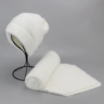 Dirbtinių audinių kašmyras Moterų, Vaikų Žiemos skrybėlę, šaliką nustatyti Nekilnojamojo Fox Fur Pp Pp Kamuolys Bžūp Išlaikyti Šiltas Beanies Skullies beanie skrybėlių