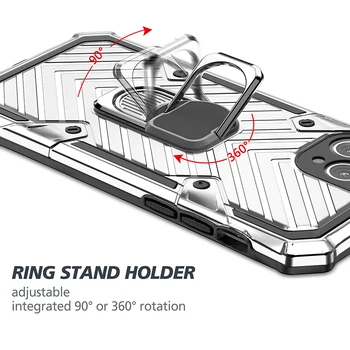 Prabanga Šarvai atsparus smūgiams telefono dėklas Skirtas iphone SE 2 12 11 Pro XS Max XR 7 8 Plius 12 Mini Pilnas draudimas, Automobilių Magnetinis Žiedas Bamperis Atveju