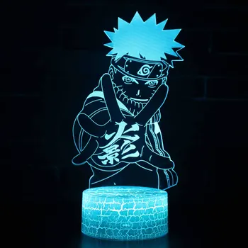 Japonų Anime Naruto Uzumaki Cosplay Dekoro Spalvinga 3D Naktį Šviesos Lempos Šviesos Bazės