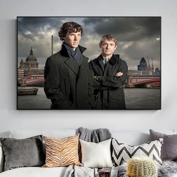 Detektyvas Šerlokas Holmsas Ir Daktaras Watson TV Žaisti Plakatas Ir Spausdina Sienų Tapybos Ant Drobės Meno Nuotrauką Kambarį Dekoro