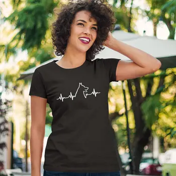 OKOUFEN vokiečių Aviganis širdies marškinėlius vasaros unisex stiliaus mados viršūnes tumblr atsitiktinis tees O-kaklo medvilnės juokingi marškinėliai
