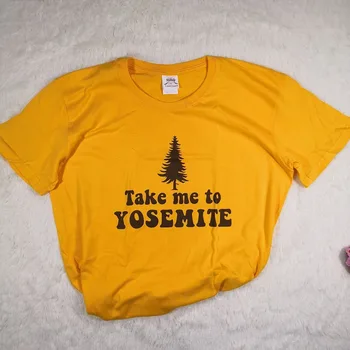 Sugarbaby Priimti mane į Yosemite Moterų marškinėliai derliaus įkvėpė-70s Tee Monograma marškinėliai-Stovyklos marškinėliai Graphic tee Unisex Viršuje Dropship