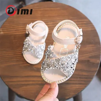 DIMI 2020 Nauja Mergina Kūdikių Sandalai China kalnų krištolas Mergaitė Princesė Sandalai 0-3 Metų Vasarą Vaikščioti Batų Butas Minkštas