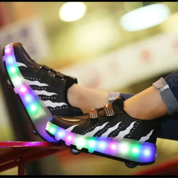 Nauja Vaikų Ritinio Skate Batai Berniukams, Mergaitėms, Automatinė Džiazo Apšviesta LED Mirksi Riedučiai Vaikai Sportbačiai Su Vienu/Dviem Ratais