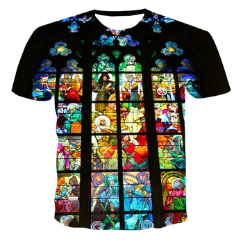Vasaros Marškinėliai vyriški moteriški 2020 Mados Siūlėmis 3D T-Shirt Spausdinimas trumparankoviai Retro Tapybos Atspausdintas T-Shirt Vyrai