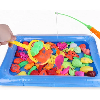 Magnetinio Vaikai Žvejybos Žaislų Rinkinys Karštą Vasaros Patalpų Žvejybos Žaisti Vandens Žaislas Tėvų-vaikų Interaktyvus Žaidimas 3D Žuvies Kūdikių Vonios Žaislas