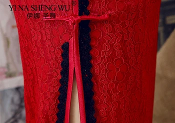 Kinų Stiliaus Cheongsam Vestuvių qipao Nėrinių Jumpsuit Ilgas Sijonas Plonas Retro Kimono Sashion Vakarą Elegantiškas Šilko Satino Cheongsam