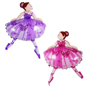 50pcs/daug 104*66cm Blizga Ballerina Girl Folija Balionas Šokių Princesė Gimtadienio Apdailos Prekių Helio baleto Balionai