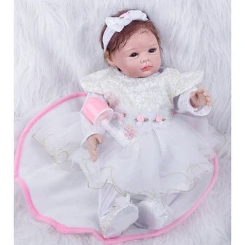 ZIYIUI Silikono Vinilo Atgimsta Lėlės 22 Colių 55 Cm Tikroviška Cute Girl Weared Baltoji Princesė Dress Modeliavimas Tikrai Bamblys Vaikas