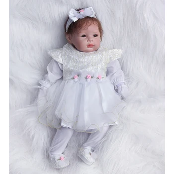 ZIYIUI Silikono Vinilo Atgimsta Lėlės 22 Colių 55 Cm Tikroviška Cute Girl Weared Baltoji Princesė Dress Modeliavimas Tikrai Bamblys Vaikas