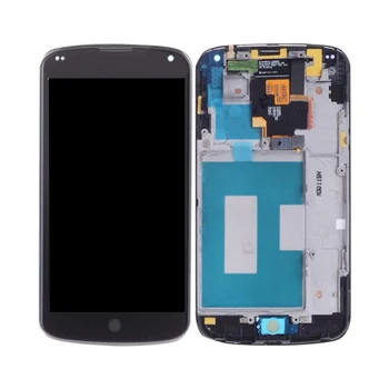 ORIGINALĄ LG Google Nexus 4 E960 LCD Jutiklinis Ekranas skaitmeninis keitiklis Asamblėjos LG Nexus4 Ekranas su Rėmo Pakeitimo Mako E960