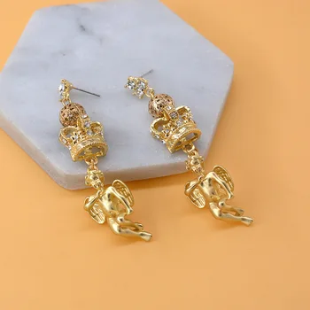 Baroko derliaus moterų lašas auskarai aukso angelas kristalų tabaluoti auskarai moterų papuošalai aukštos kokybės Mažmeninės ir didmeninės