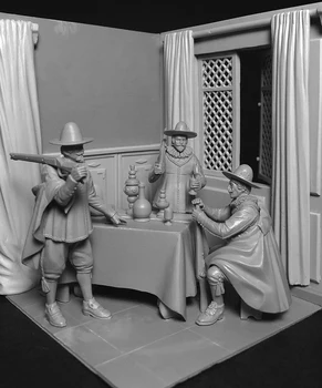 1/24 senovės įgulos narių yra 3 vyras su scenos Dervos pav Modelis rinkiniai Miniatiūriniai gk Unassembly Unpainted