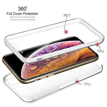 360 du kartus Visiškai atsparus smūgiams telefono dėklas skirtas iPhone 11 Pro XR X XS Max Apple 7 8 6 6s Plius 5 5S SE2020 Aišku, TPU Padengti Korpusas Coque