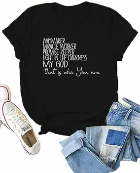 Waymaker Stebukladarė Žada Valdytojas Krikščionių Velykų Vyrai Moterys Black Marškinėliai