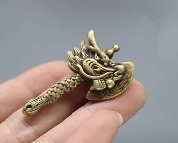 Kinijos Gryno žalvario drakono galvą kirvio mažas pakabukas