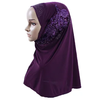2020 Mados Moterų Musulmonų Skarelė Kietas Medvilnės Gėlių Diamond Islamo Hijab Šalikas Skaros ir Apsiaustas Nešioti Hijabs