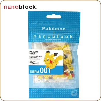 Nanoblock Pokemon Pikachu NBPM-001 Kawada 130pcs Anime ir Animacinių filmų Diamond Mini Micro Blokai Žaislai