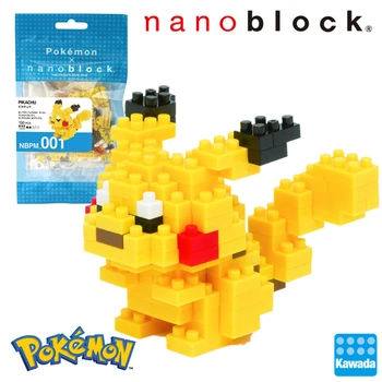 Nanoblock Pokemon Pikachu NBPM-001 Kawada 130pcs Anime ir Animacinių filmų Diamond Mini Micro Blokai Žaislai