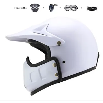Motociklo vespa šalmas derliaus atidaryti veido 3/4 vidinis šalmo antveidis motokroso jet retro capacete casque moto šalmas DOT balta