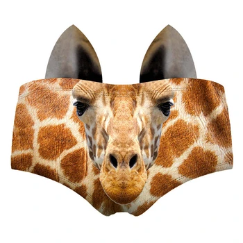 Didelis Žirafa 3D Mielas Spausdinti Ausis Moterų Apatinius, Įdomių Kelnaitės Lady Karšto Seksualus Moterų apatinis Trikotažas Dirželius Trumpikės