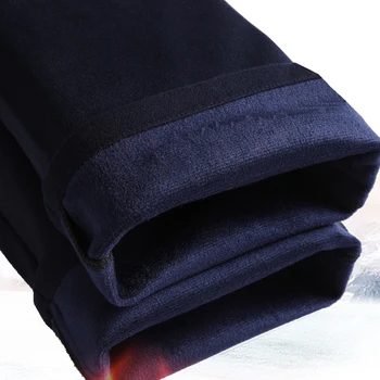 Žiemos Plius aksomo tirštėti Suknelė Kelnės vidutinio amžiaus vyrų aukšto juosmens raukšlių elastinga megzti tiesiai Vilnos šiltas ilgas kelnes