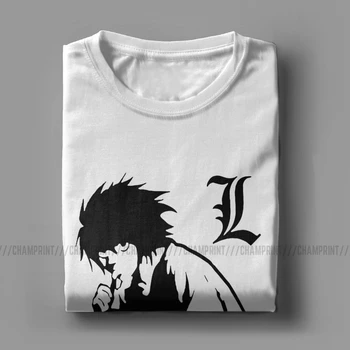 Juokinga L Lawliet T-Shirt Vyrai Apvalios Apykaklės, Medvilnės T Shirts Death Note Anime Trumpas Rankovės Marškinėliai Spausdinami Drabužiai