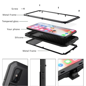 Sunkiųjų Apsaugos Doom Metalo šarvai Aliumininiai telefono dėklas skirtas iPhone 11 pro max XR XS 6 6S 7 8 Plus X 5S 5 atsparus smūgiams Dangtis