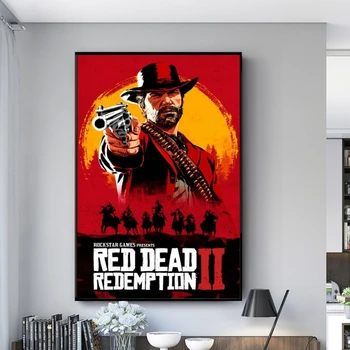 Red Dead Redemption 2 Filmų Plakatų spauda ant drobės HD Spausdinti Sienos Menas Kabinti Nuotraukas Modernus Kino Meno vidaus Apdaila