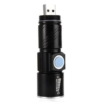 3 Režimas Taktinis Flash Šviesos Fakelas, Mini Mastelio Galingas Įkraunamas USB LED Žibintuvėlis AC Lanterna Lauko Kelionių Kišenėje Įrankiai